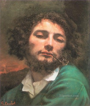  realism Canvas - Self Portrait Man with a Pipe Realist Realism painter Gustave Courbet
